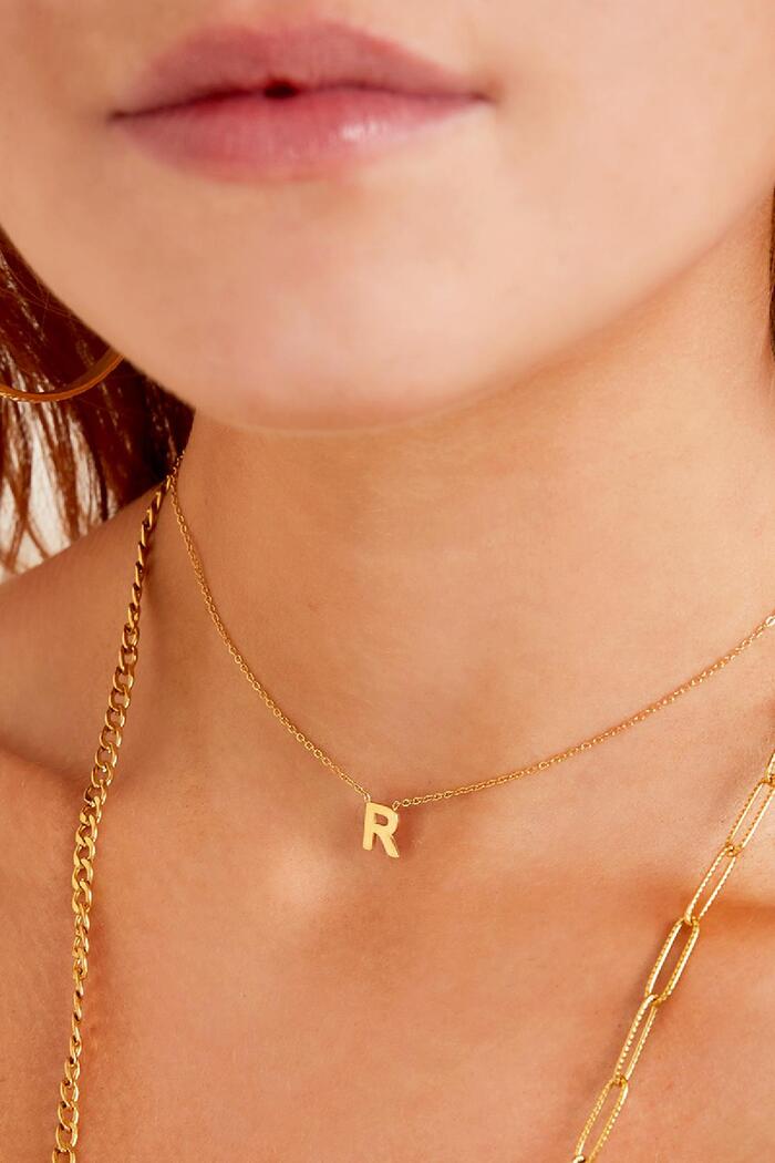 Stainless steel necklace initial A Gold Picture3